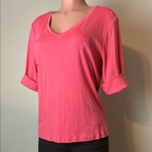 Lauren Ralph Lauren Women’s Pink Top Shirt 100%Cotton Short Sleeve Size XL NWT